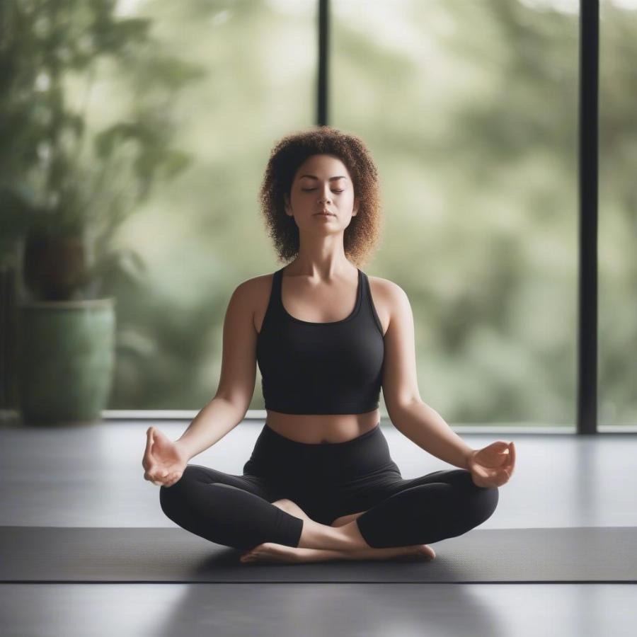 Woman practicing yoga for stress relief, an essential part of a holistic approach to weight management.