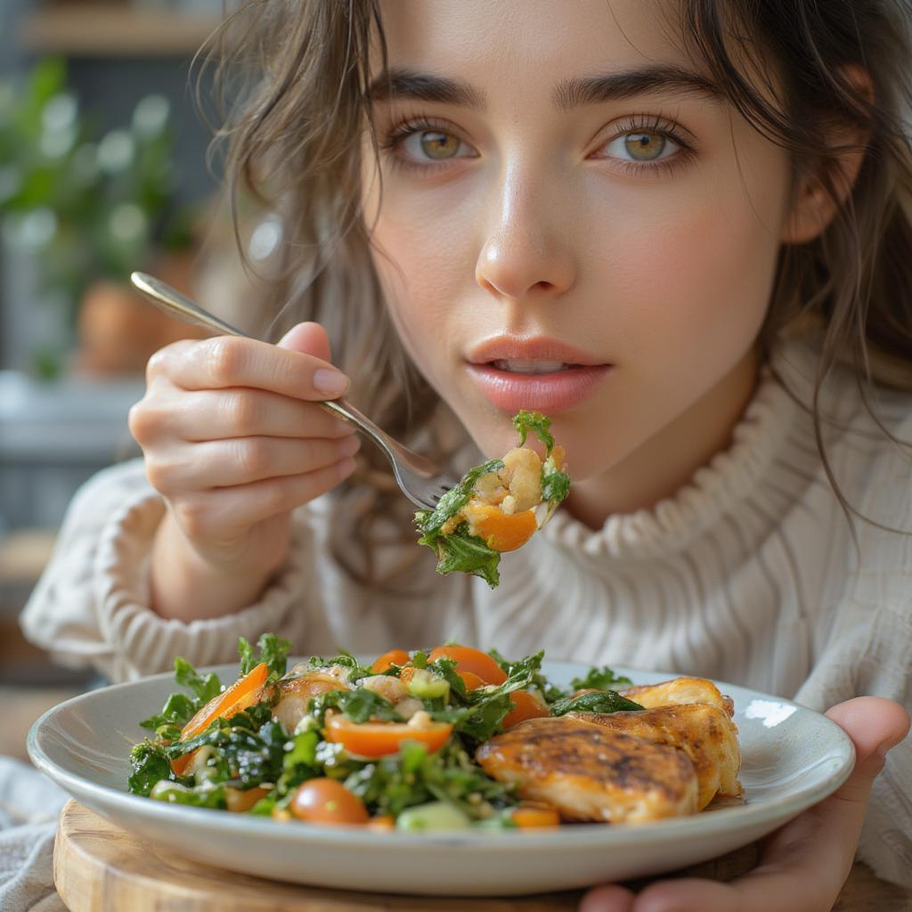 Woman enjoying a nutritious meal