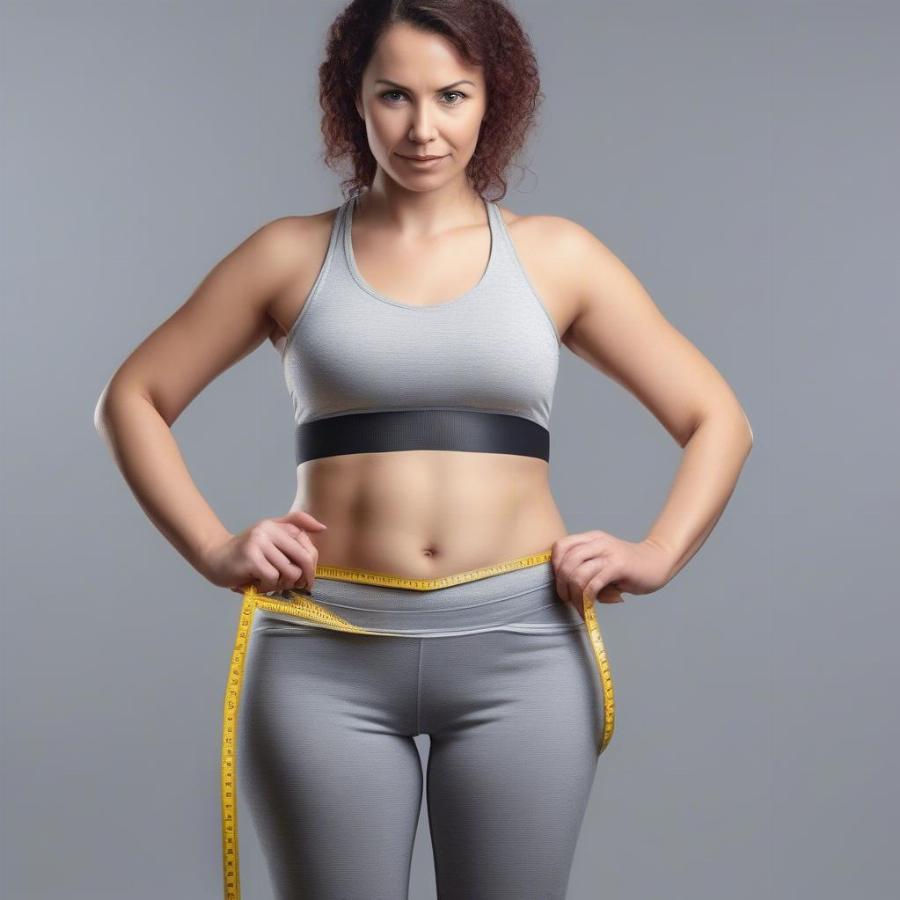 Woman measuring her waist before starting a weight loss journey