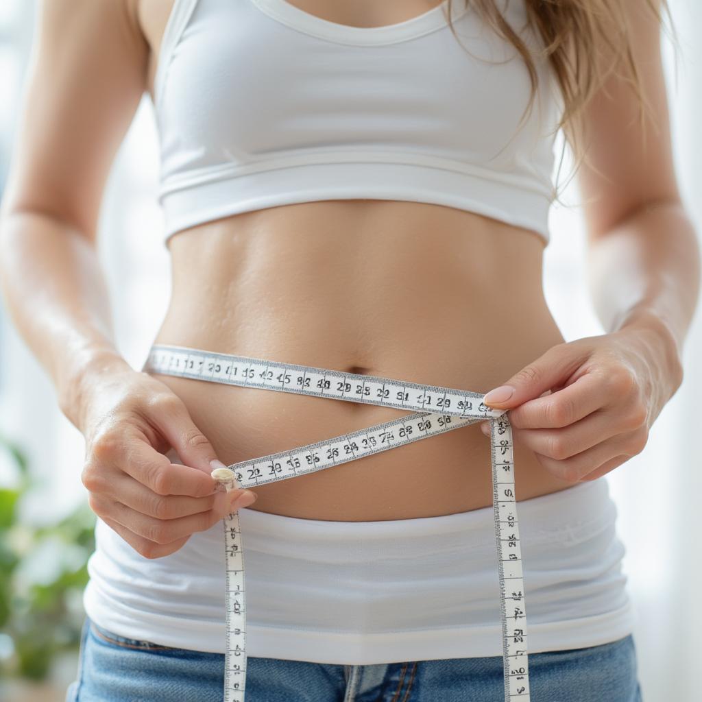 Woman Measuring Waist to Track Progress