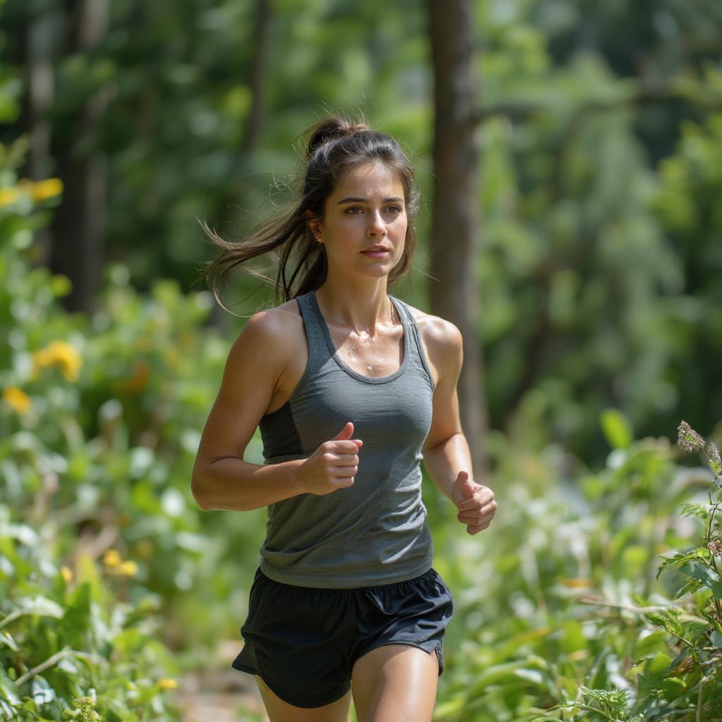 Woman Running In Nature For Active Lifestyle