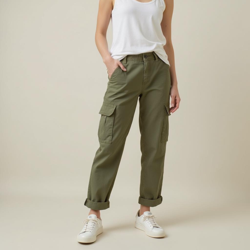 Woman in green cargo pants