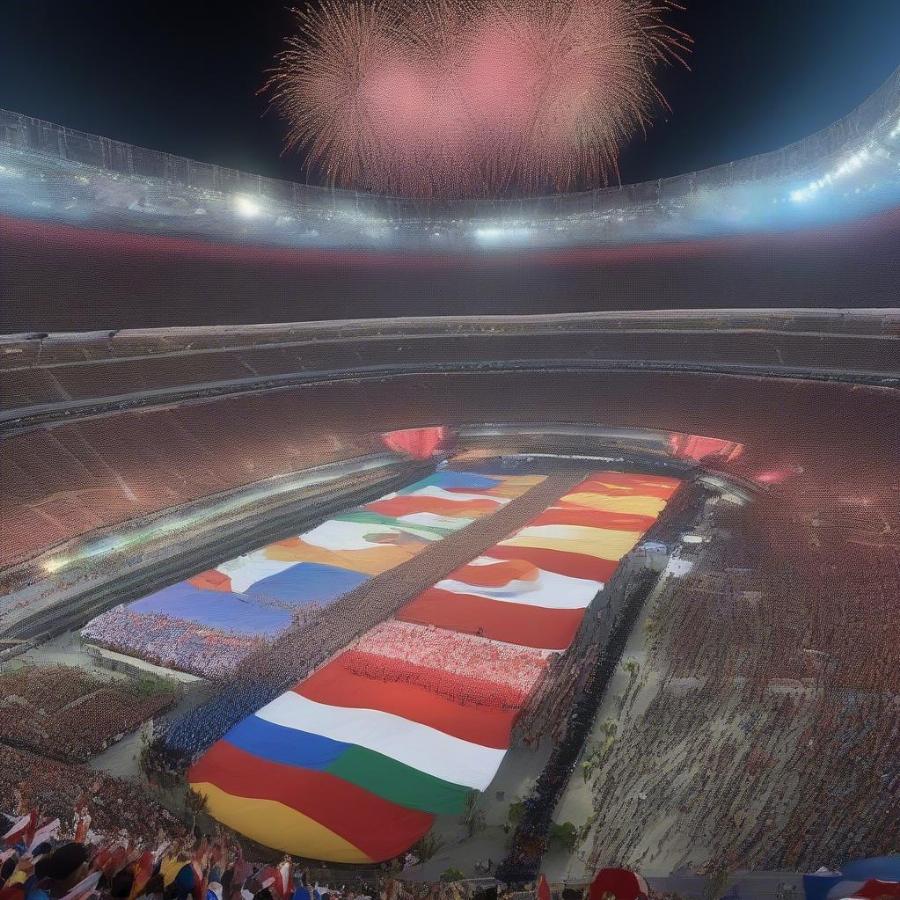 World Military Games Closing Ceremony:  Athletes gather for the closing ceremony, celebrating the successful conclusion of the games.