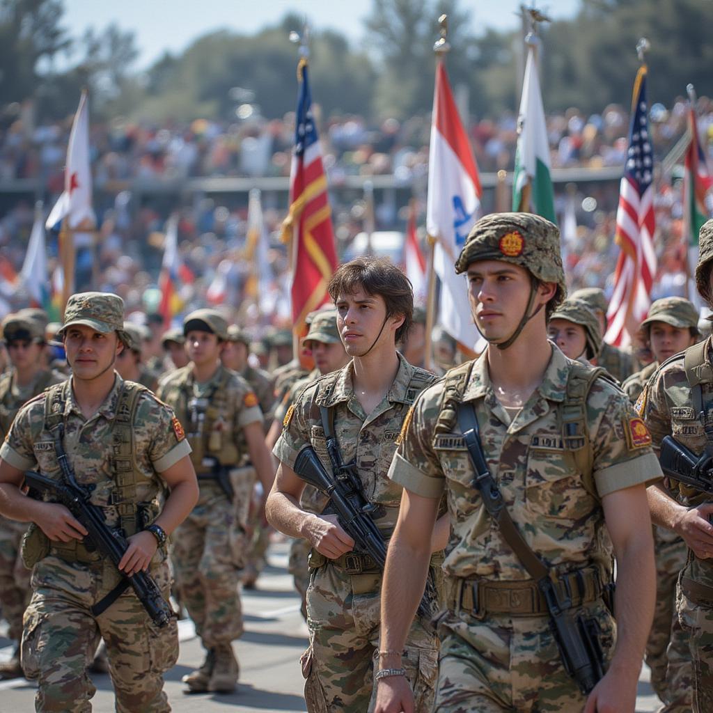 World Military Games opening ceremony with athletes from different countries marching