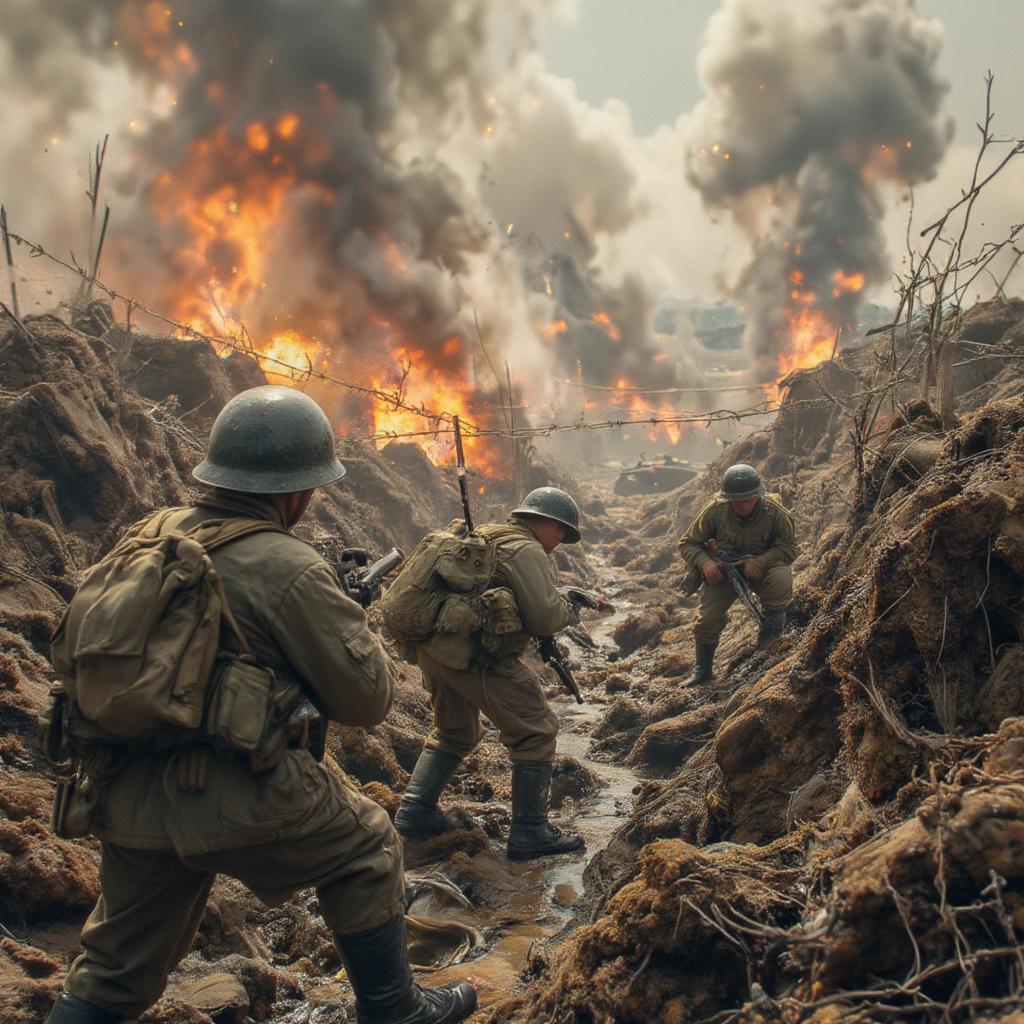 a world war 1 trench battle scene