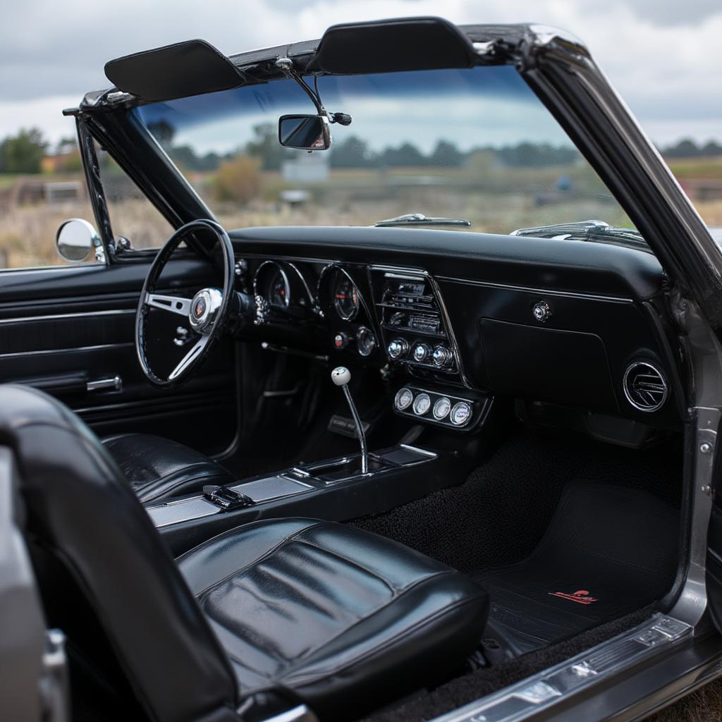 Interior view of a restored 1965 Camaro convertible