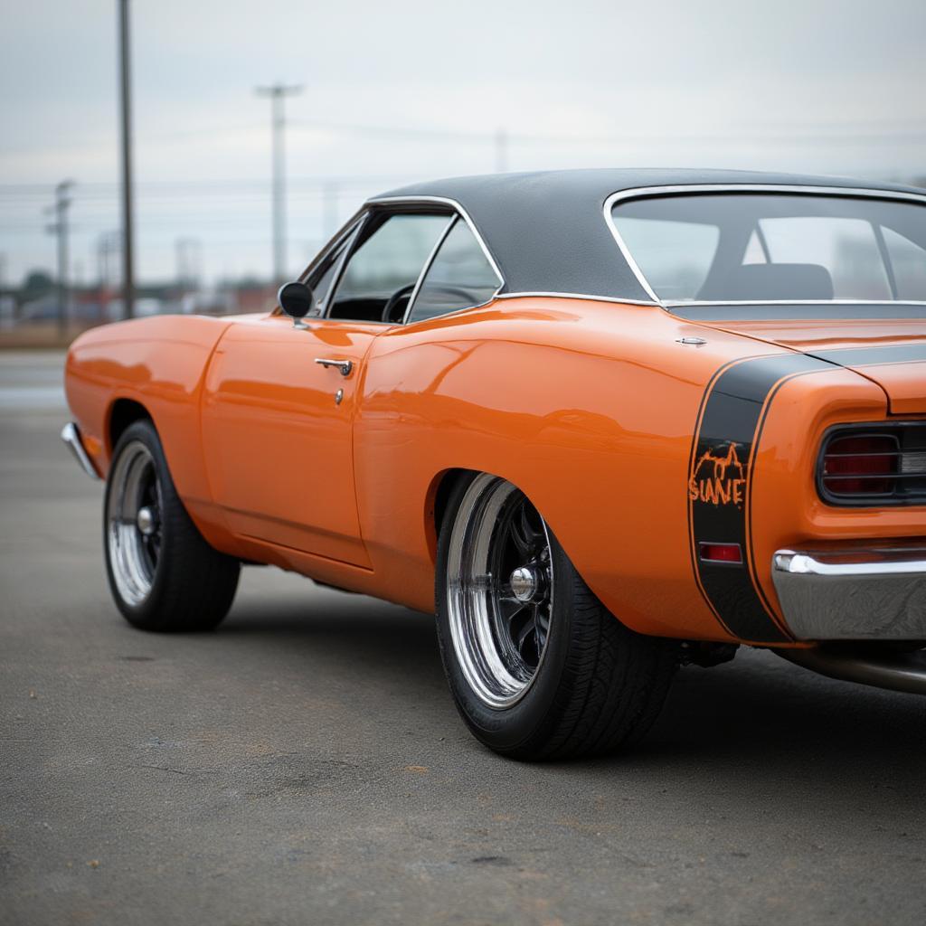 1969 Coronet Super Bee in profile, showcasing its iconic design elements and muscular stance