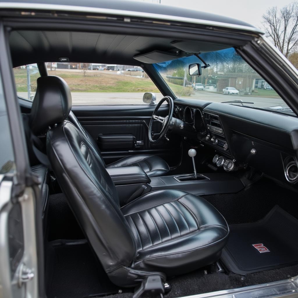 1969 Camaro SS RS interior, showcasing classic gauges and seats