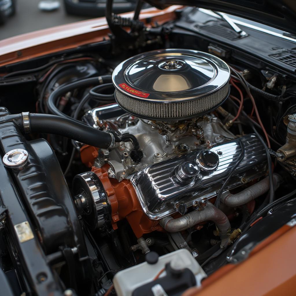 1970 dodge challenger 426 hemi engine close up