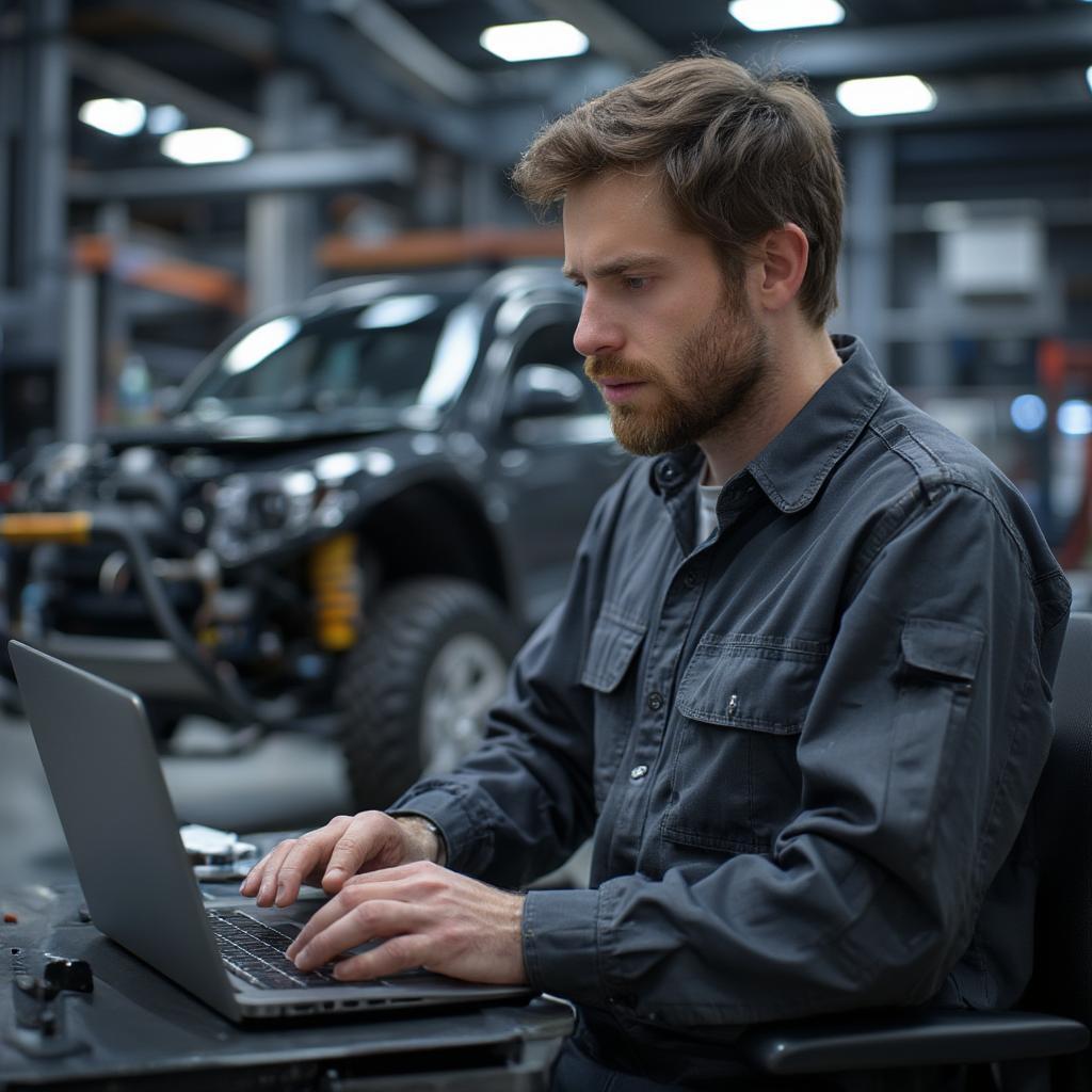 automotive engineer on laptop