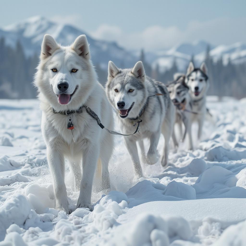 balto and dog team moving across snow