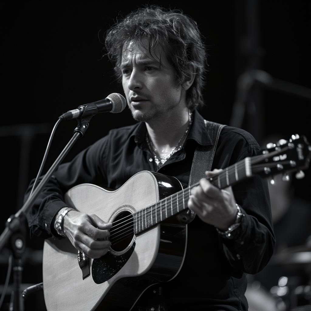 bob dylan with his acoustic guitar