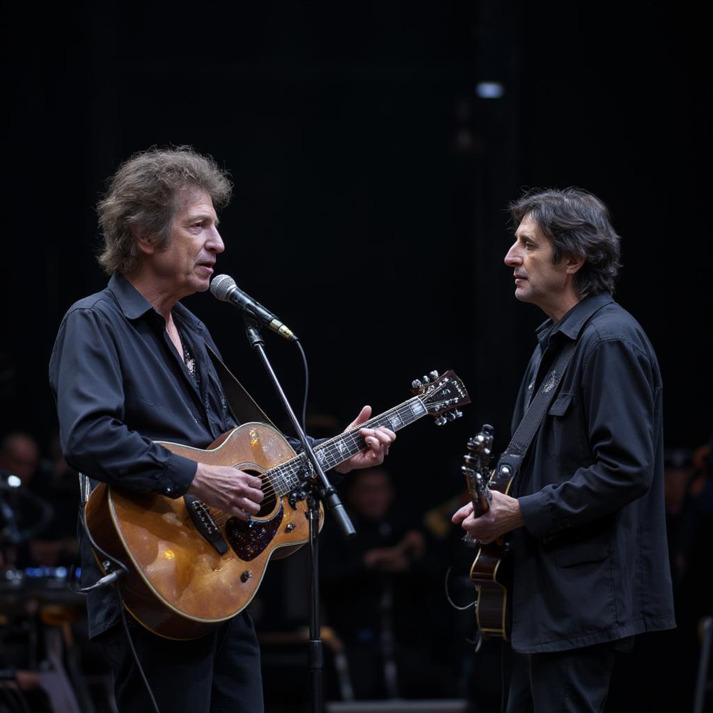 Bob Dylan and Leonard Cohen, in concert