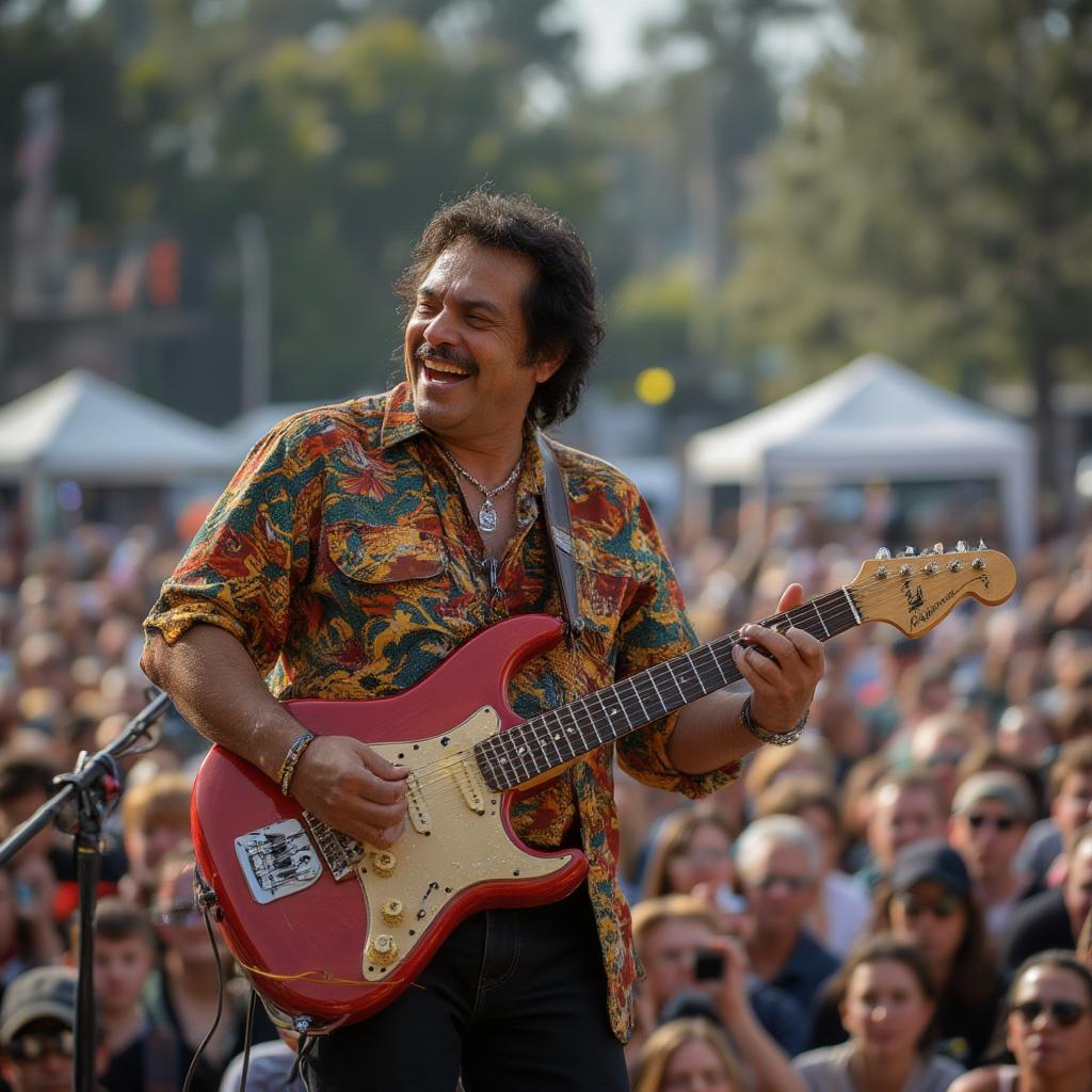 Santana Playing Live at an outdoor Concert