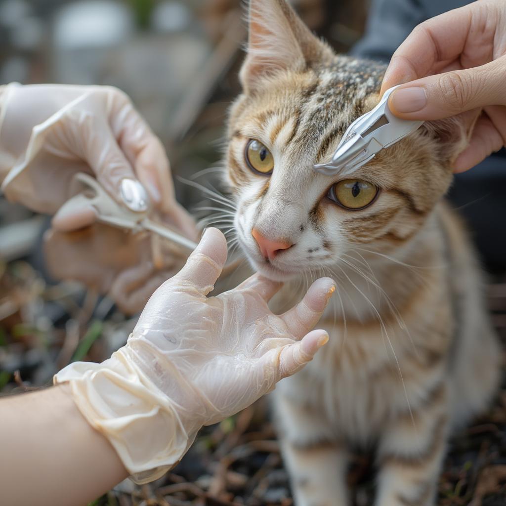 Use cat handling gloves for safe nail trims