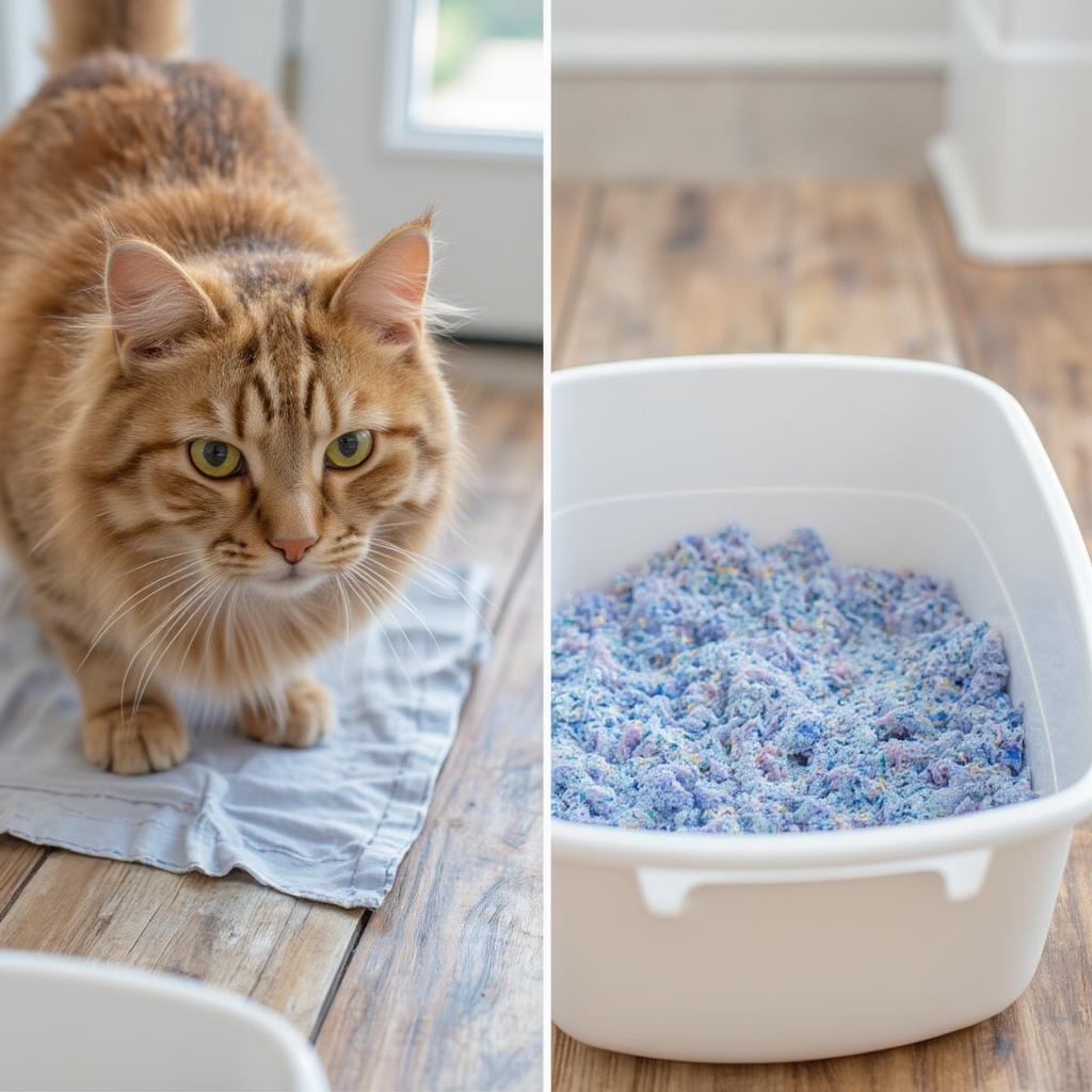 a cat using tidy cats febreze litter