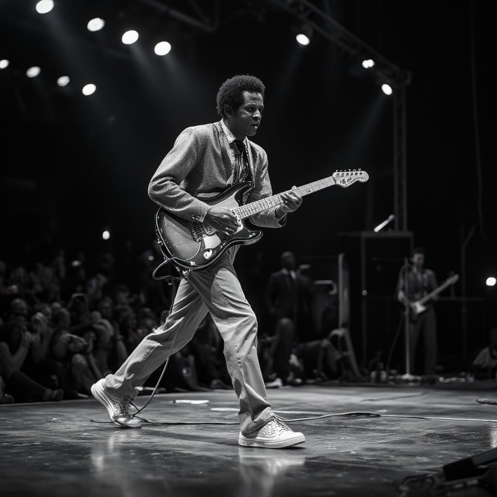 Chuck Berry doing his signature duck walk