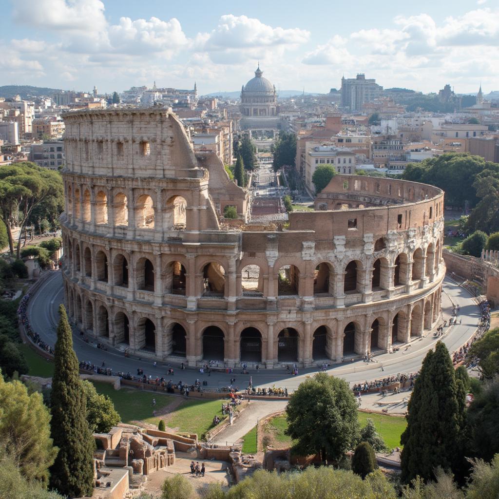 the colosseum in rome standing as an ancient amphitheater