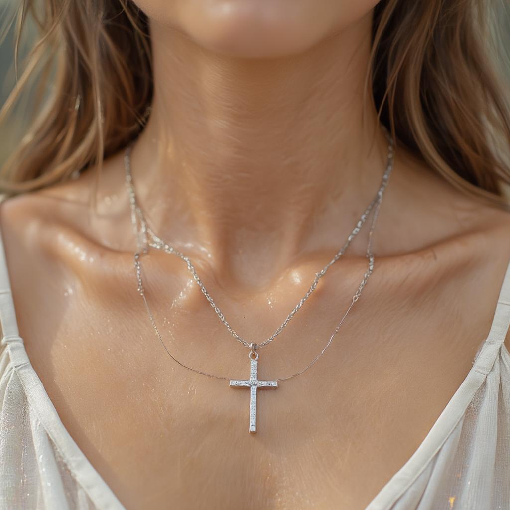 woman-wearing-silver-cross-necklace