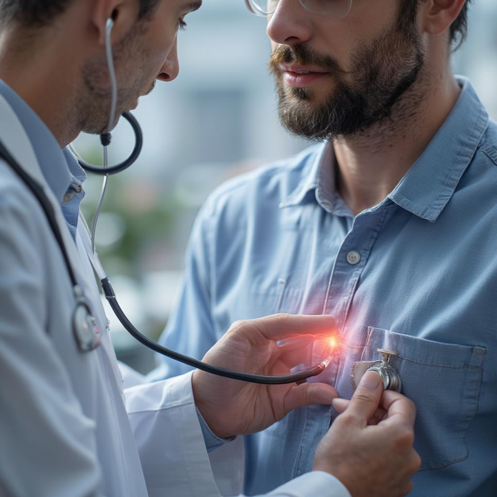 A doctor giving a male patient a checkup