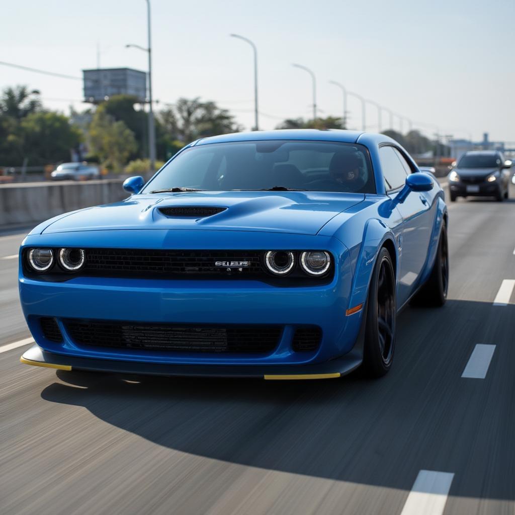 dodge challenger blue indian highway