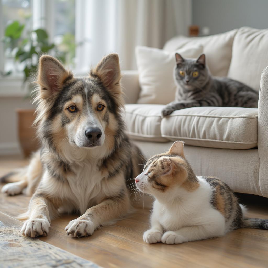 dog-and-cat-relaxing-in-living-room