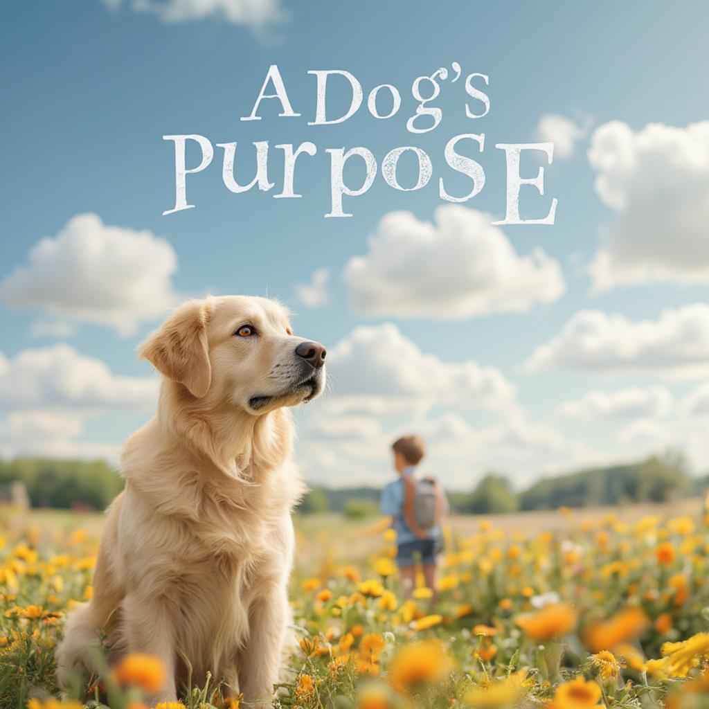 a dog purpose movie poster featuring a cute dog