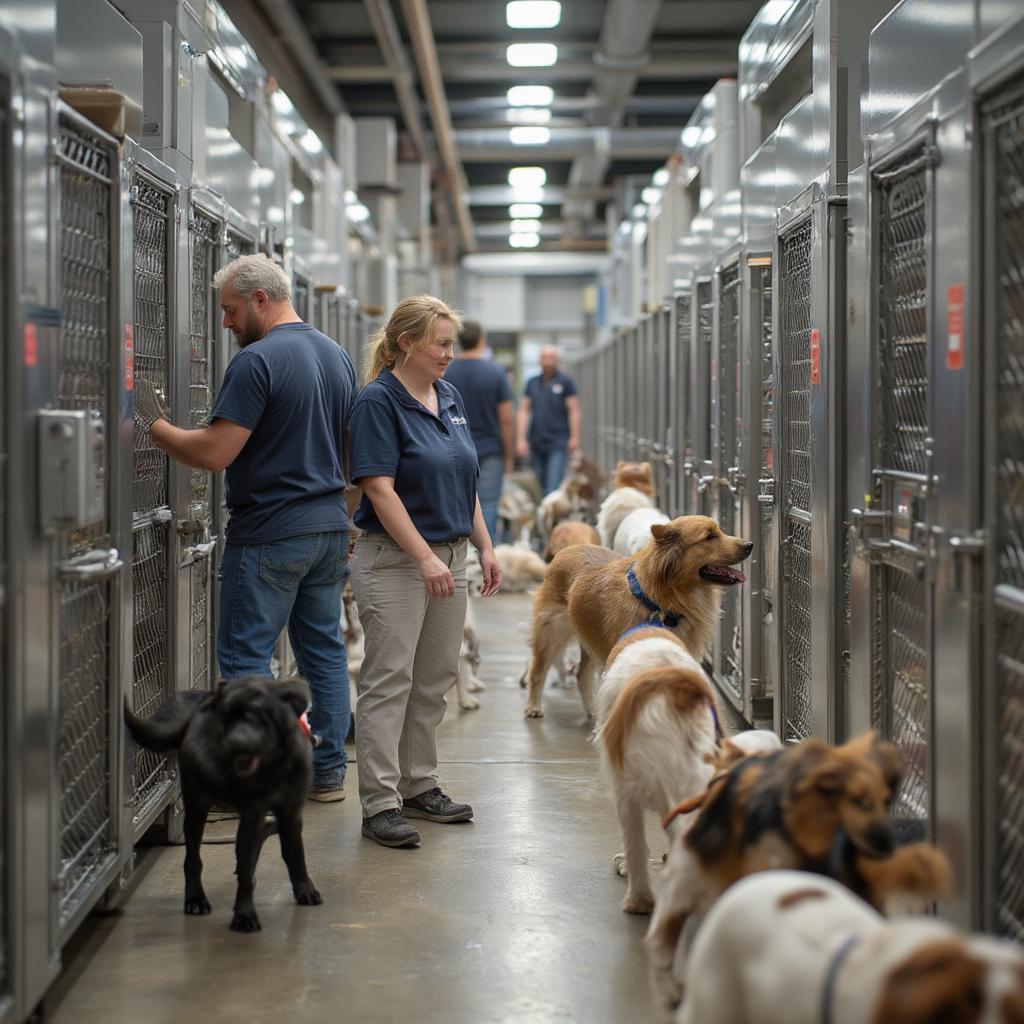 dog rescue shelter scene