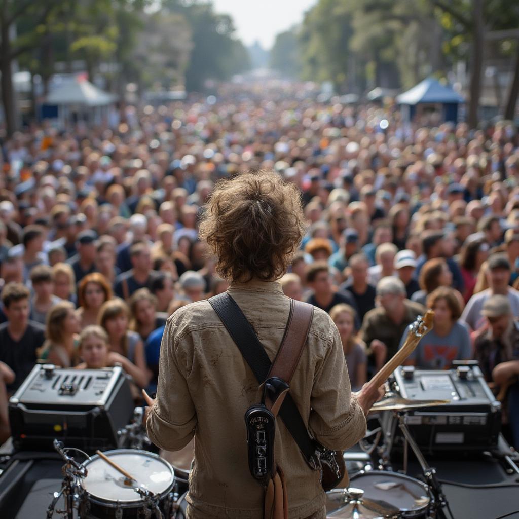 concert crowd view from behind dylan and the dead