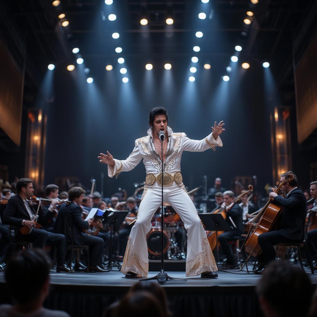 elvis presley with philharmonic orchestra on stage