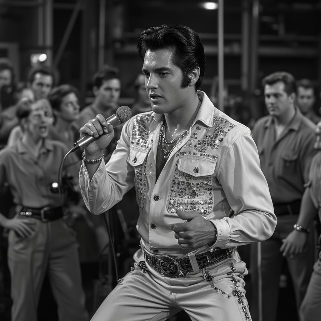 elvis presley jailhouse rock performance in iconic movie scene