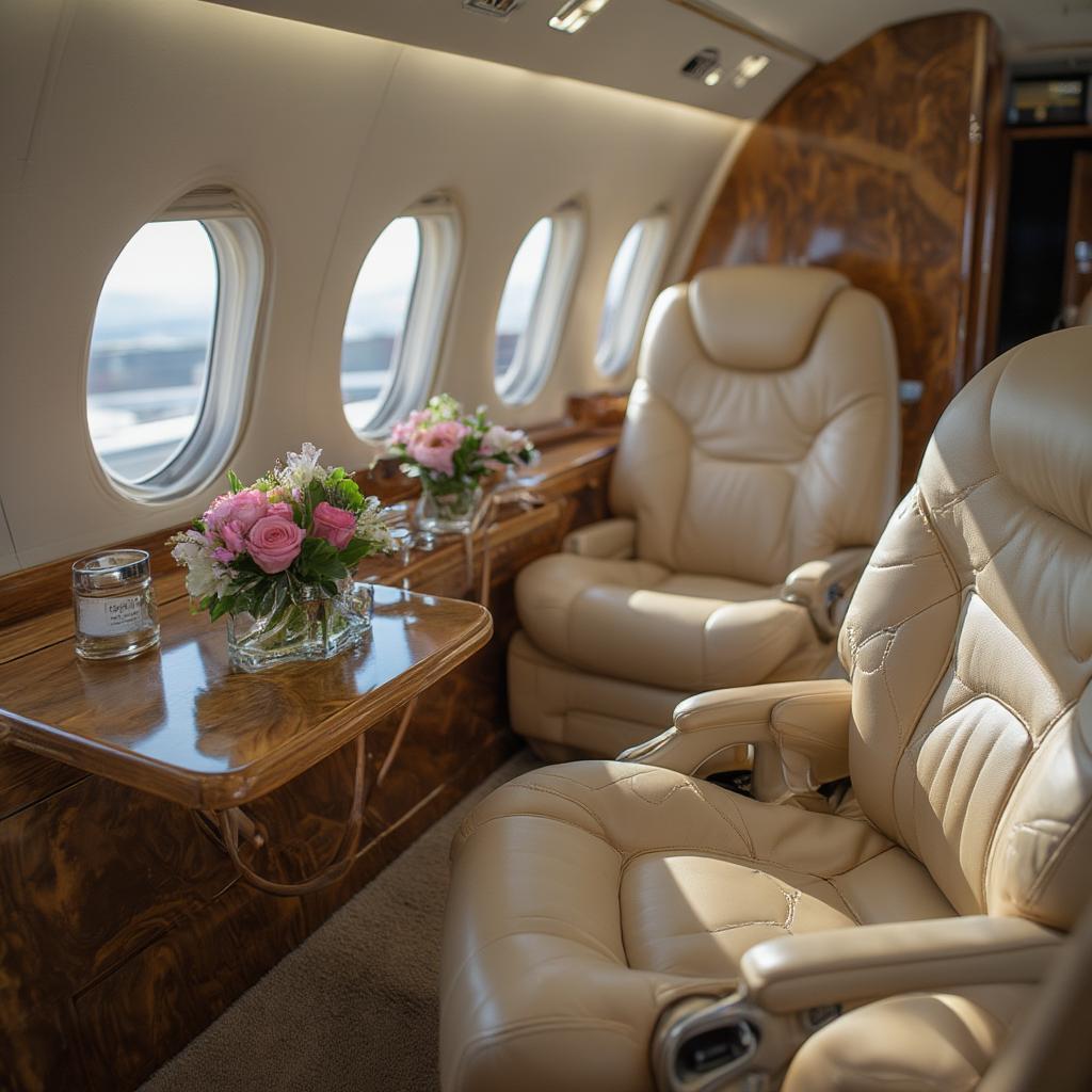 luxurious private jet interior