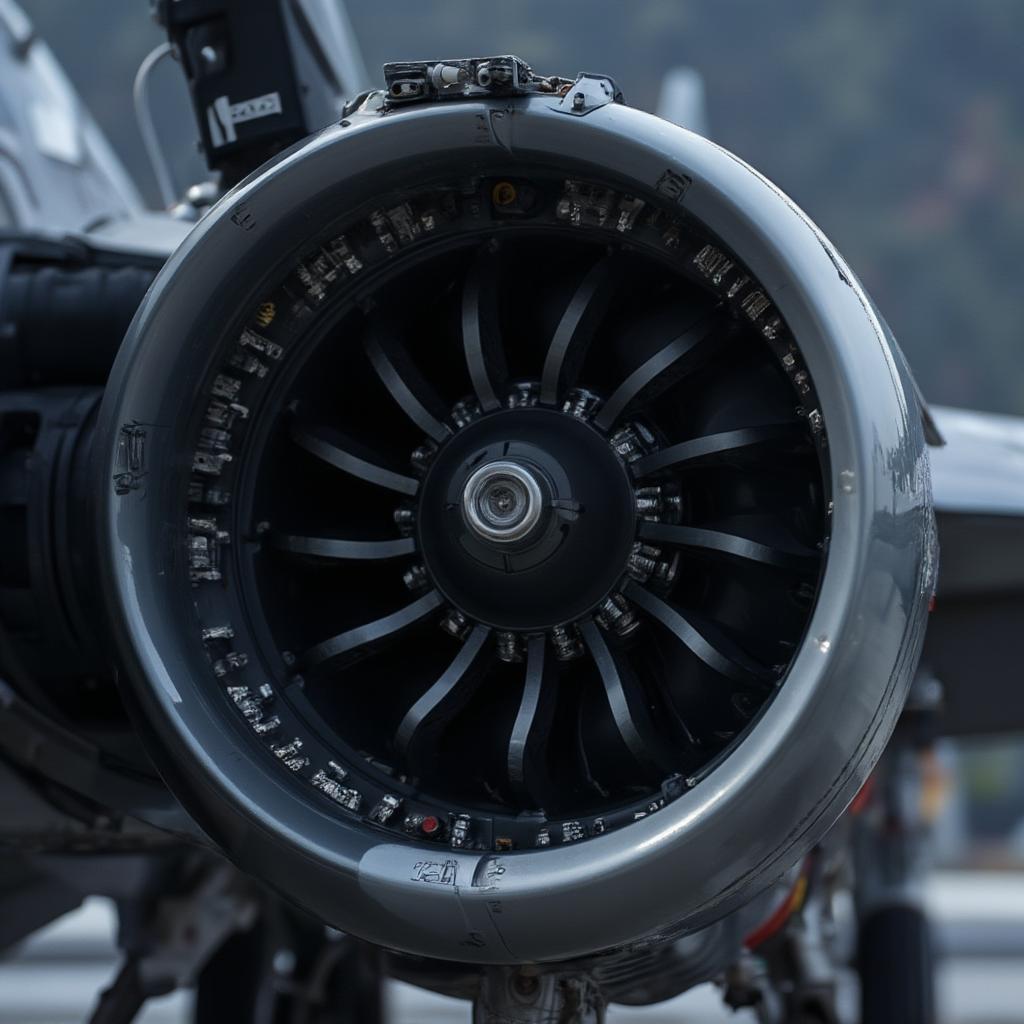 close-up of an f16 engine