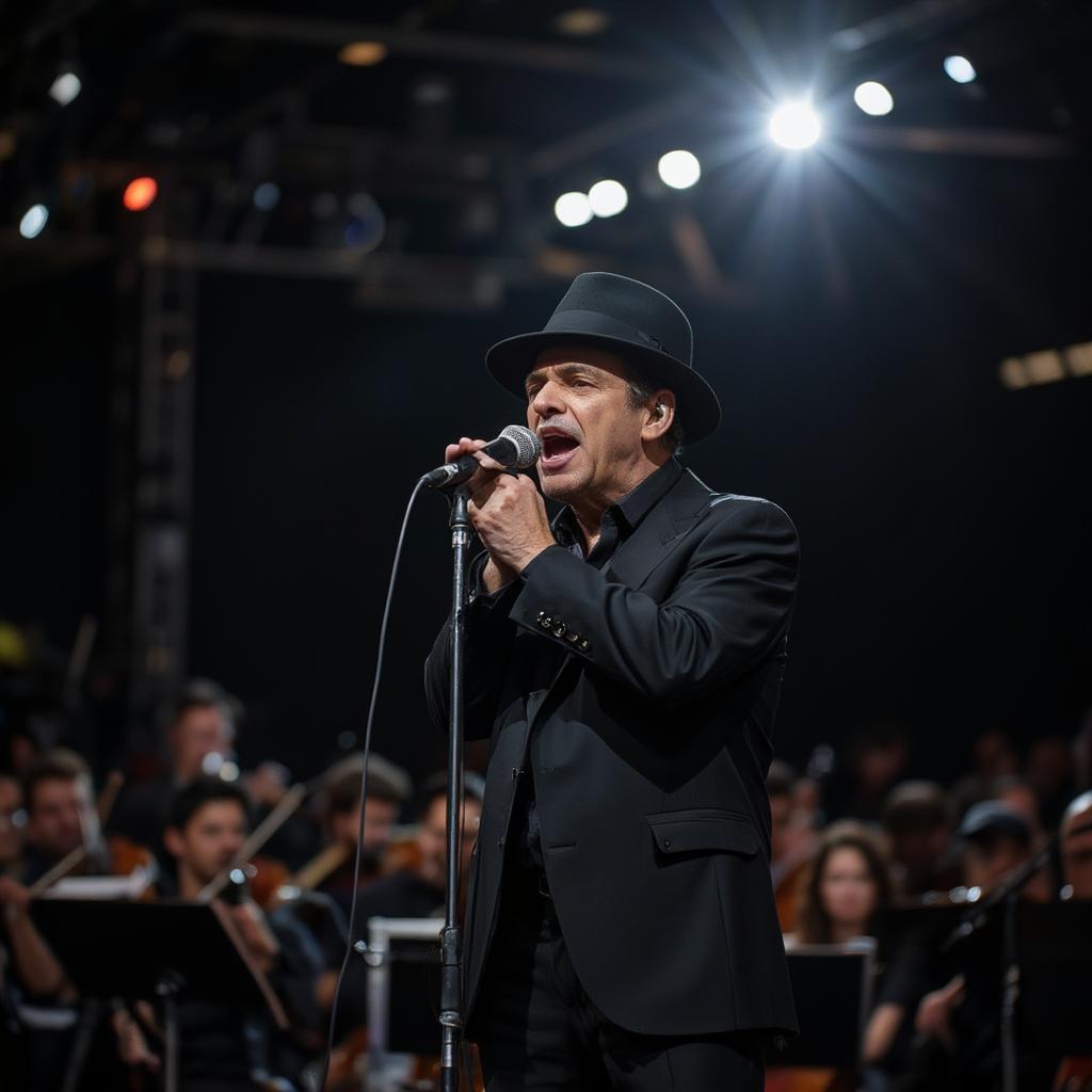 frank sinatra ava performing on stage with orchestra