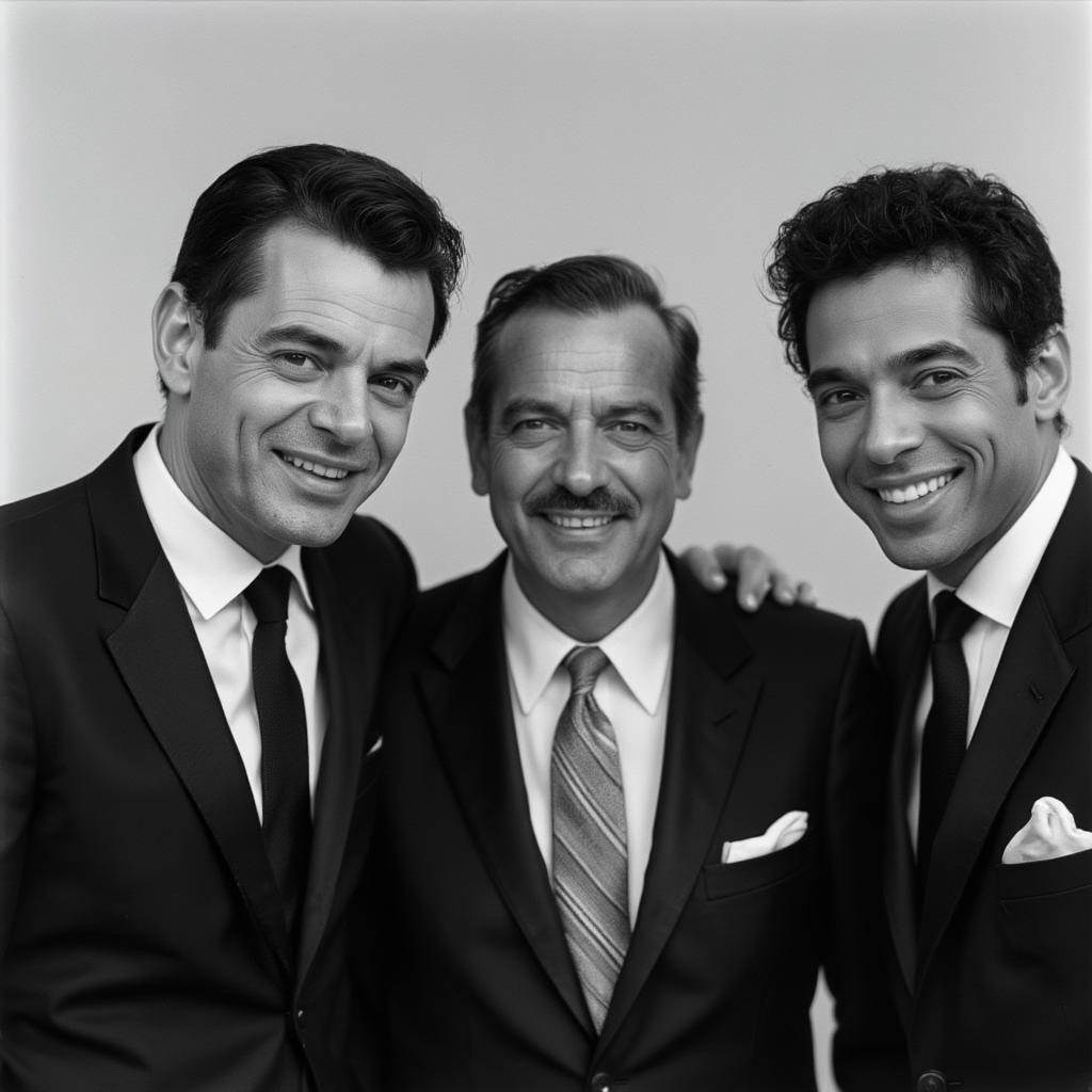 Frank Sinatra, Dean Martin and Nat King Cole posing together for a portrait