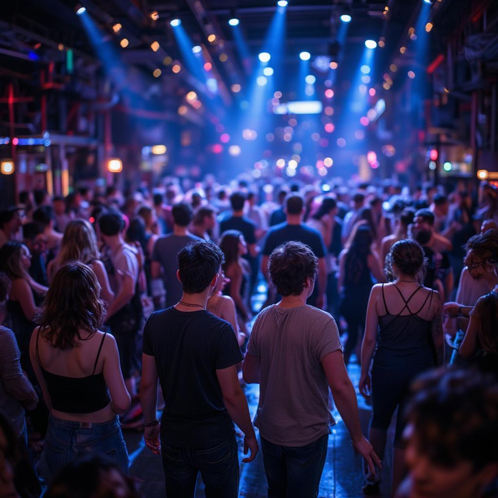 crowd enjoying funky music on dance floor