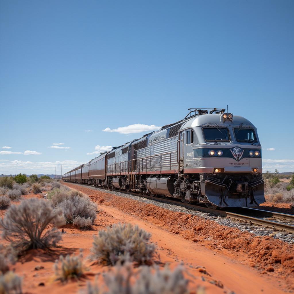 ghan train red landscape