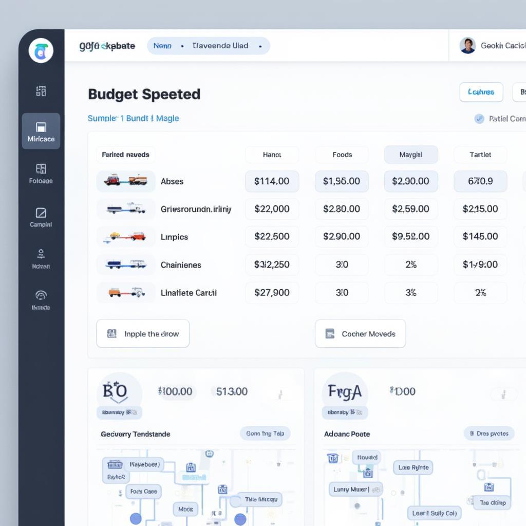 Go Trip Planner Showing the Budgeting Interface