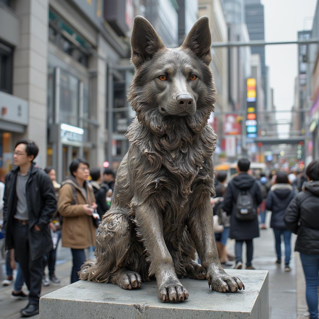 hachiko waiting at station statue