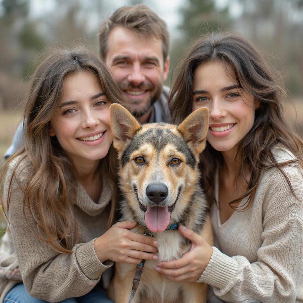 happy family with their newly adopted pet