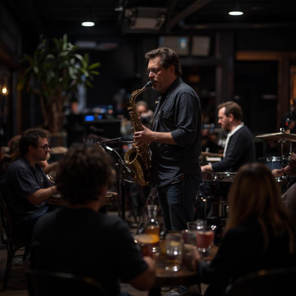 Atmospheric Jazz Club With Live Music