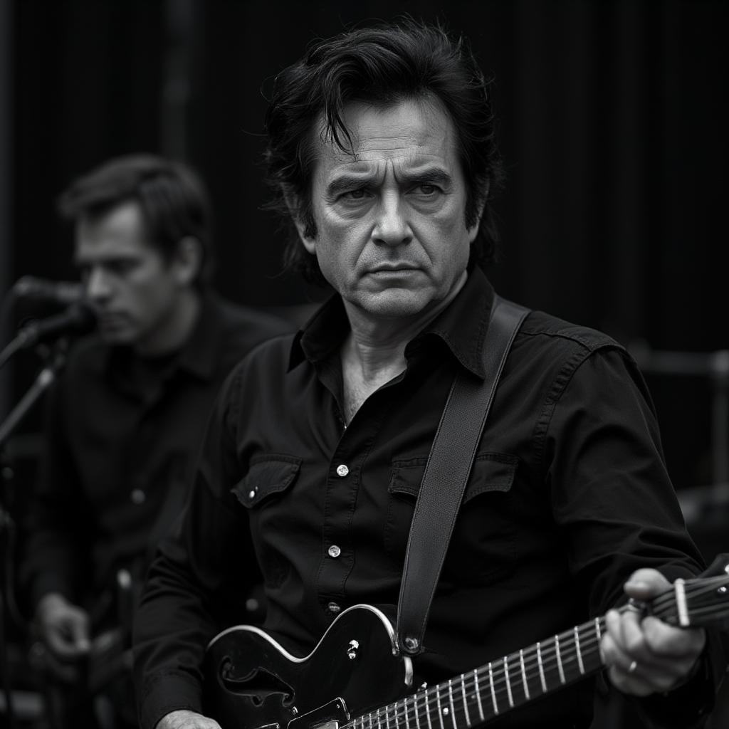 Johnny Cash in iconic Man in Black attire