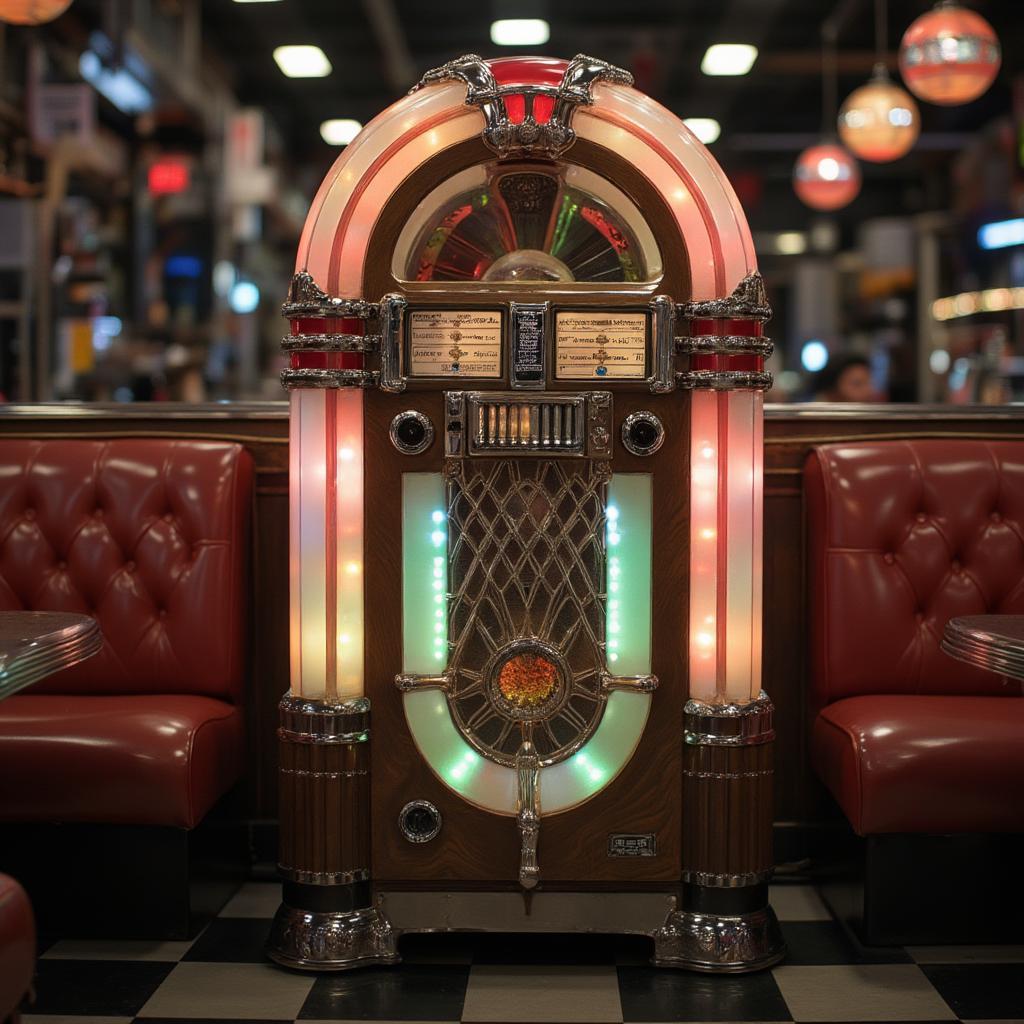 Vintage Jukebox in a Retro Diner Setting