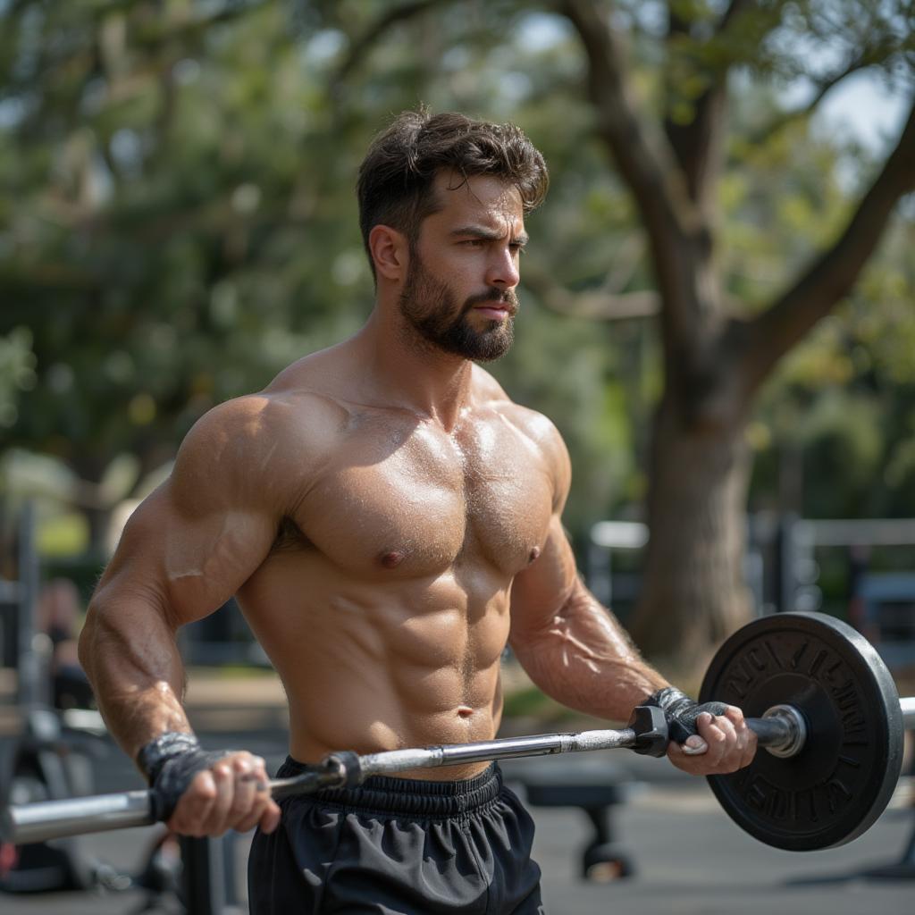 man working out outdoors