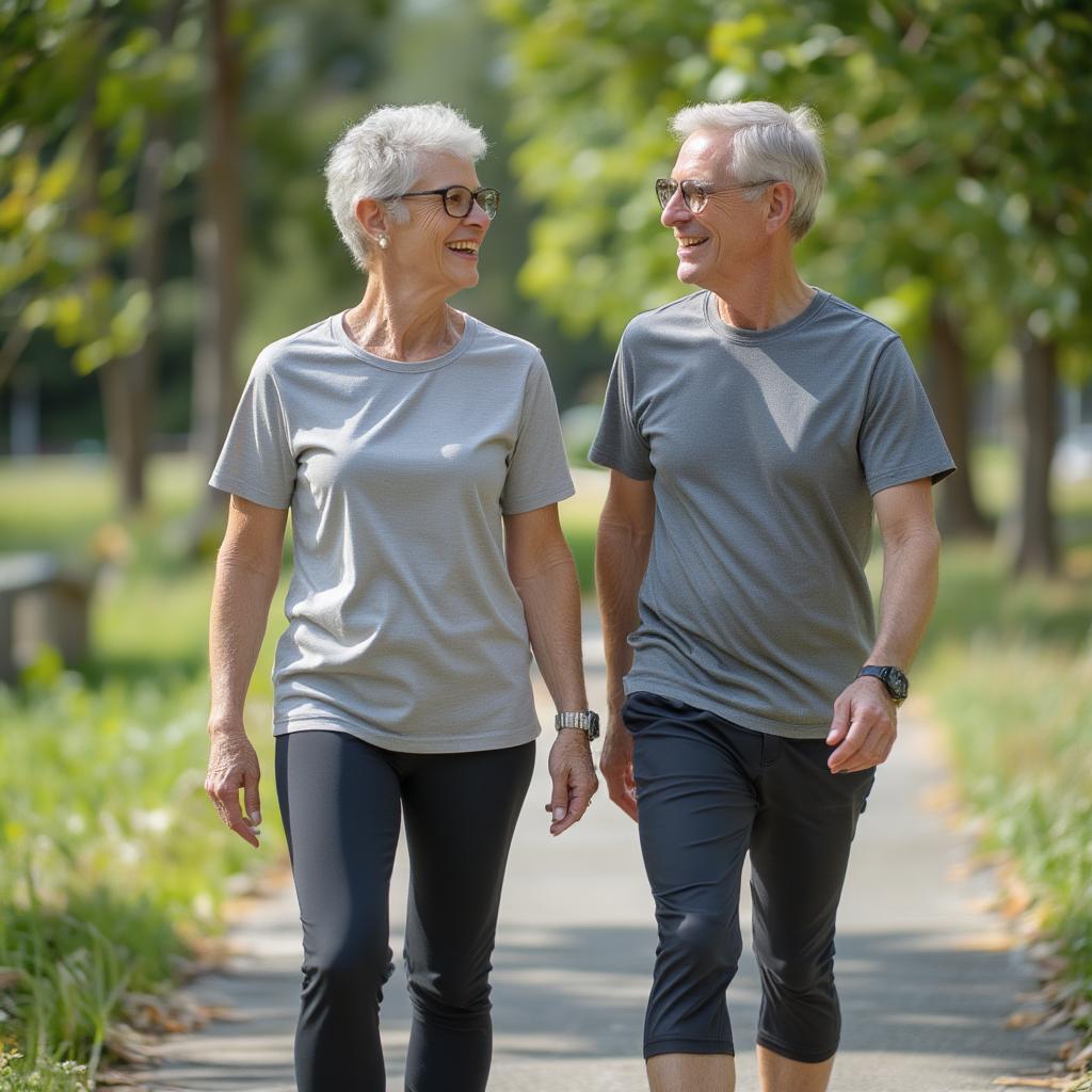 Mature couple exercising together outdoors