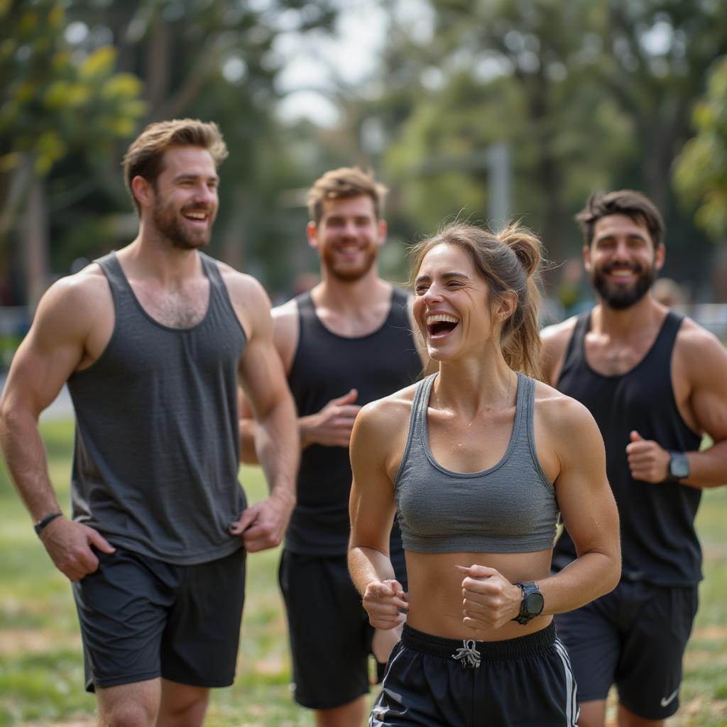 group of men enjoying nature after their workout