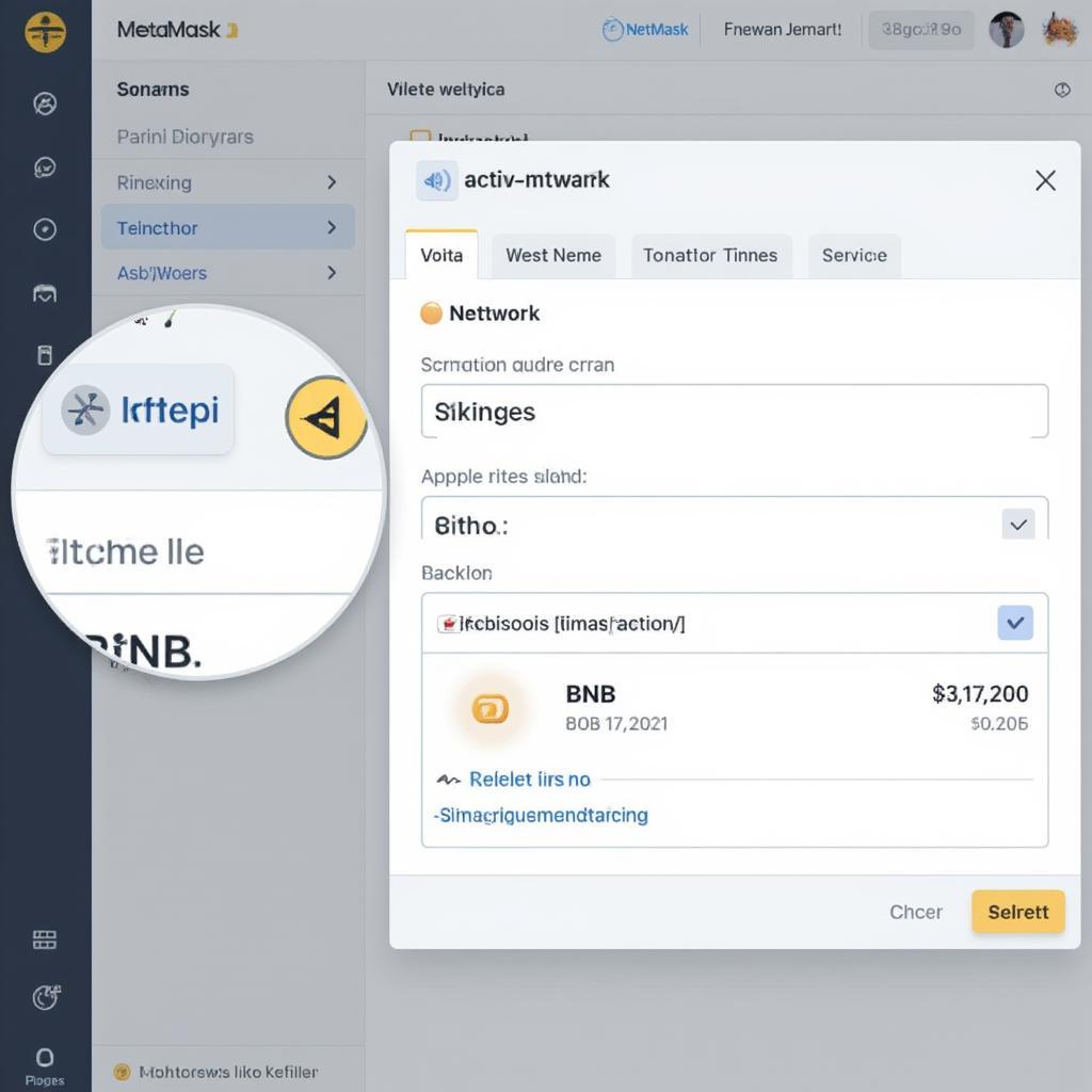 metamask showing binance smart chain network