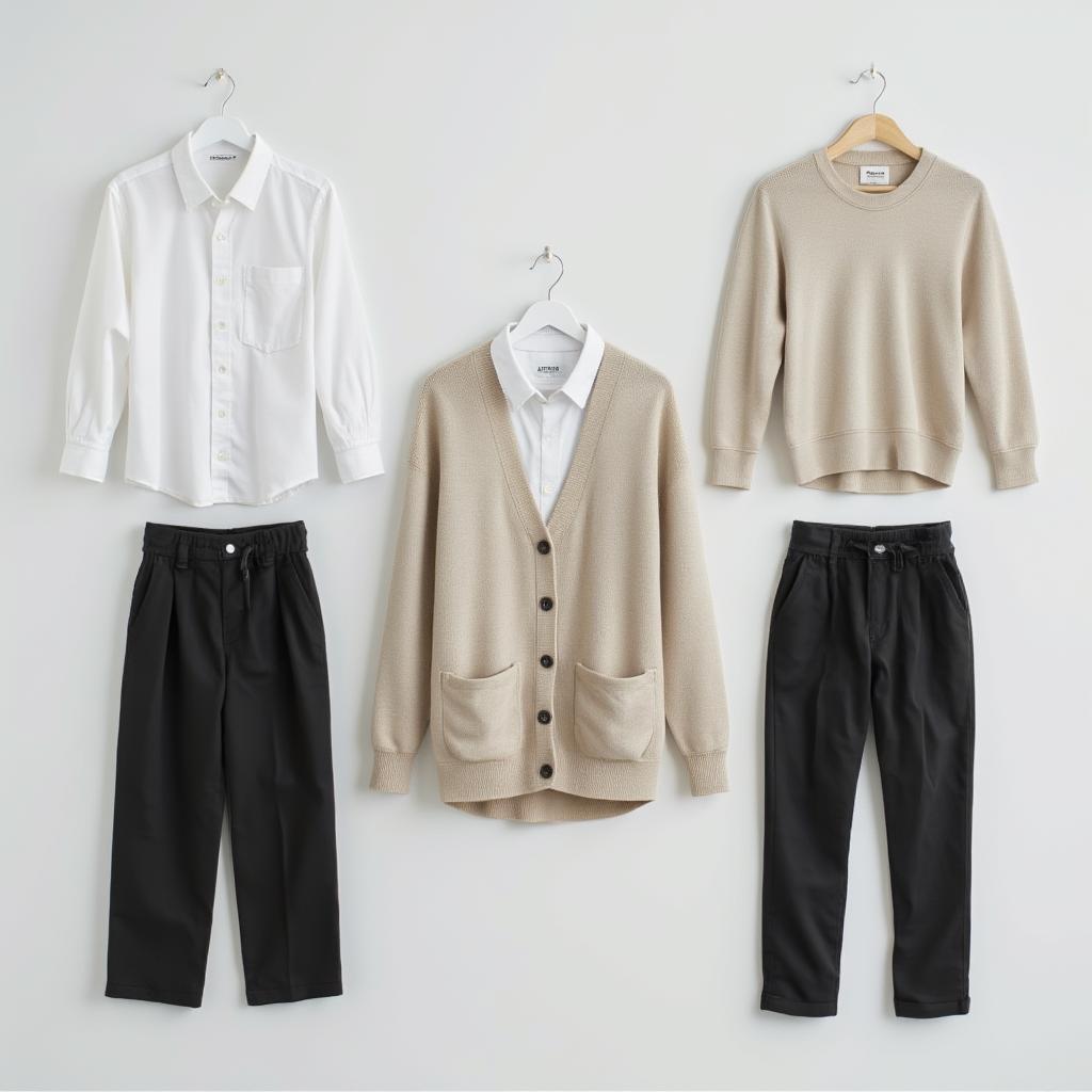 minimalist wardrobe capsule of essential neutral clothing pieces