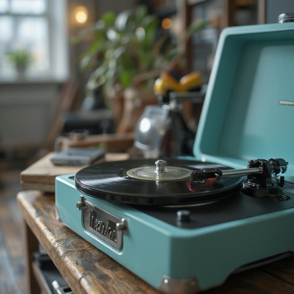 Vintage Record Player Playing Oldies Music