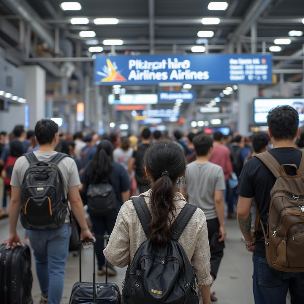 passengers with luggage at philippine airlines terminal